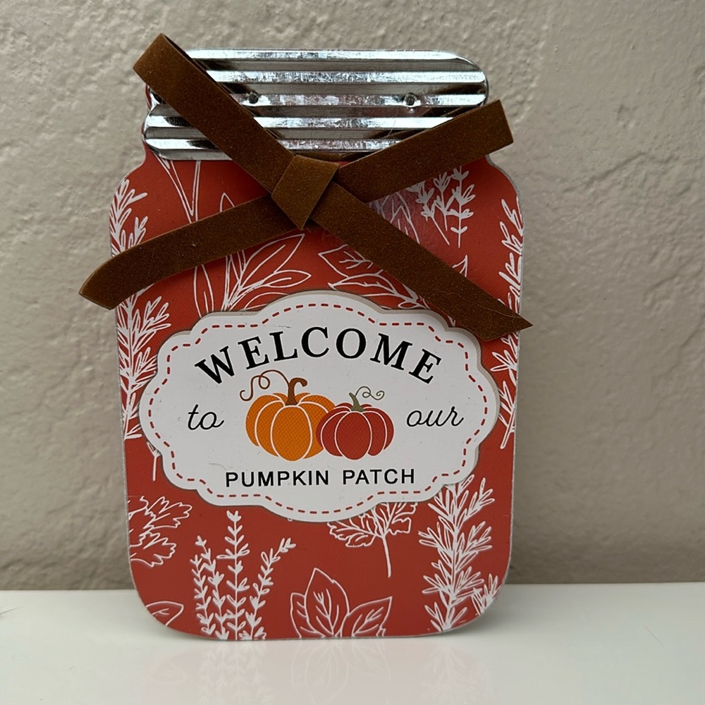 Wooden Mason Jar Welcome to our Pumpkin Patch decorative  Sign